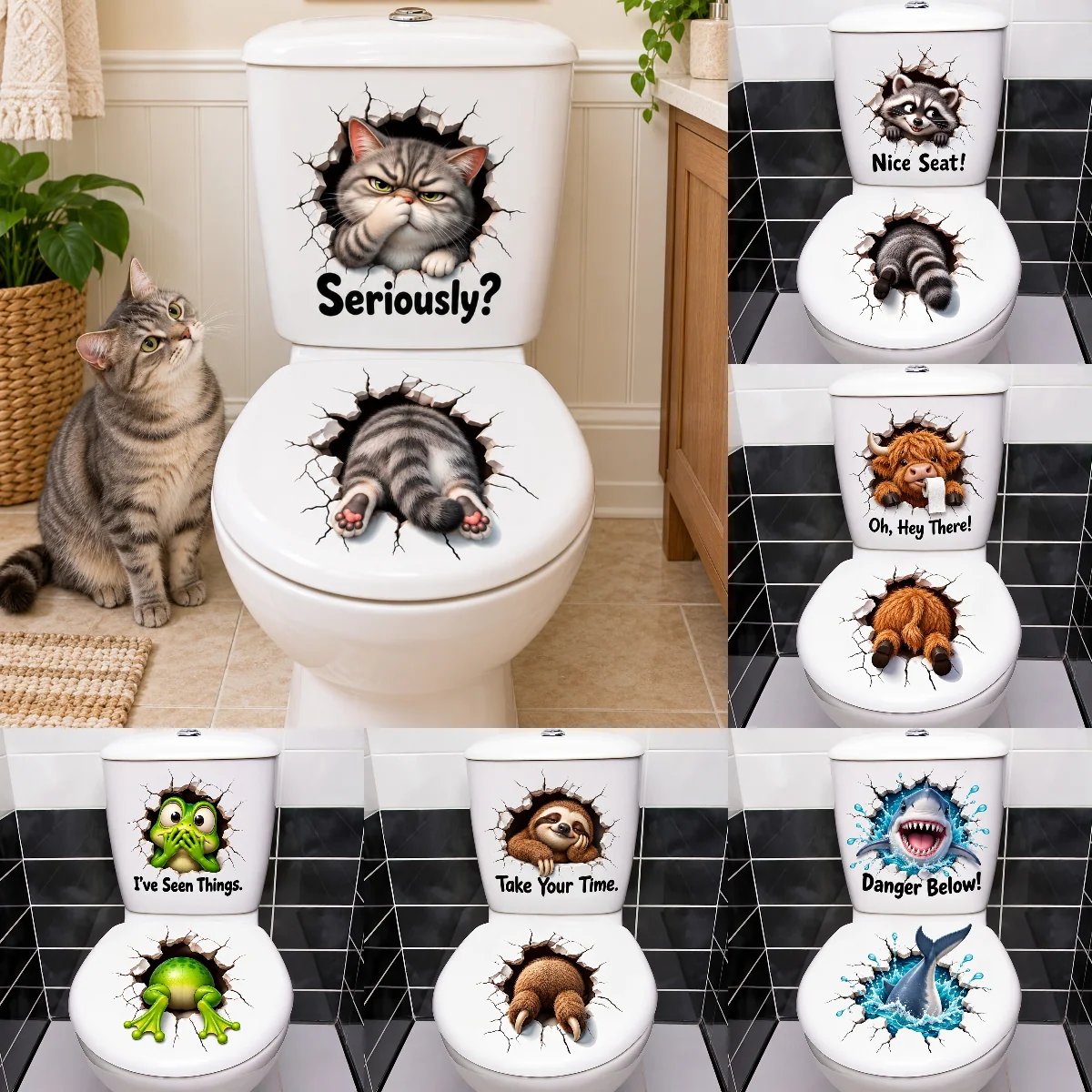 🔥Limited time 70% OFF -😂🚽Bathroom Buddies 3D Illusion Toilet Stickers ...