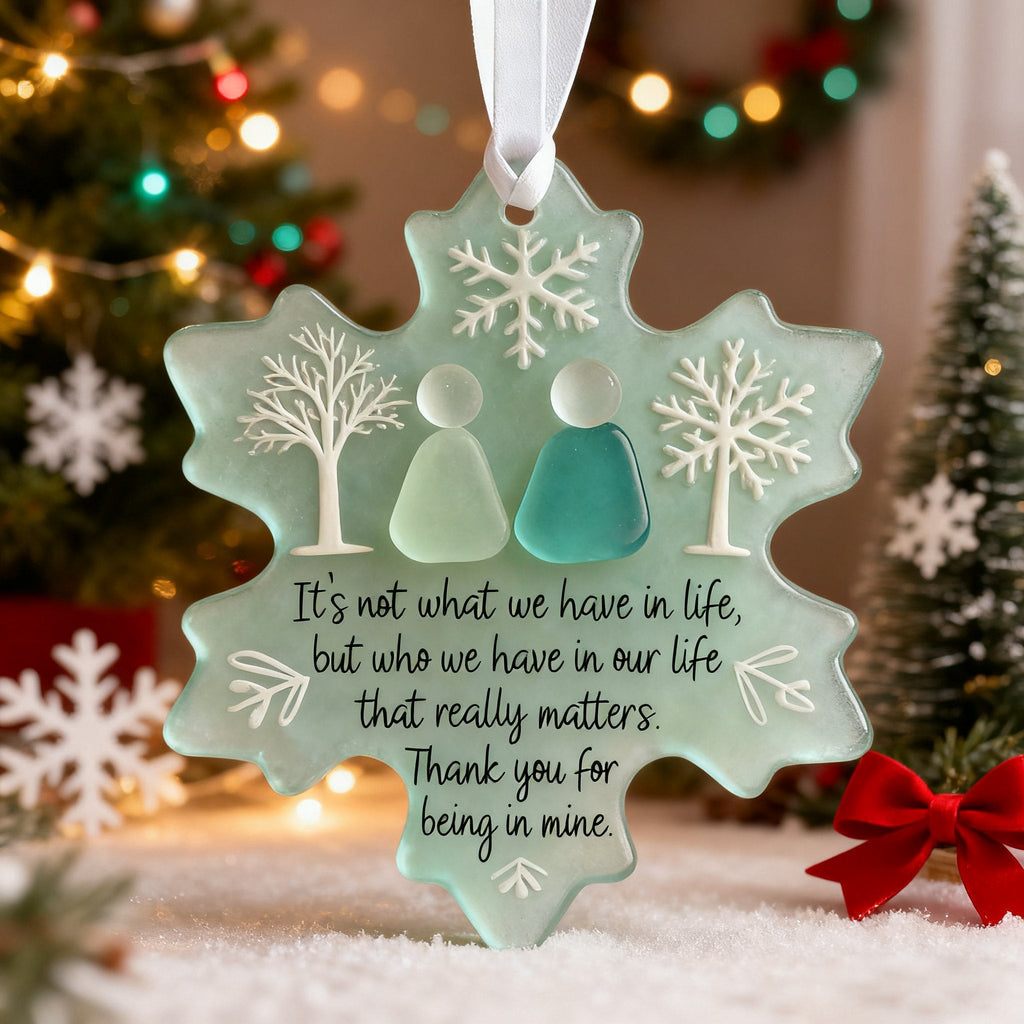 🌊Snowflake Sea Glass Friendship Ornament