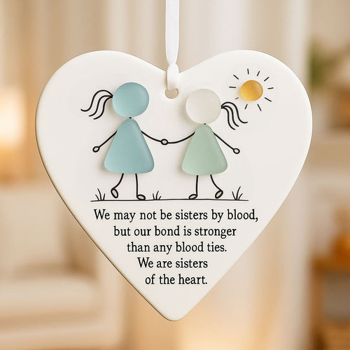 Heart-Shaped Sisters Sea Glass Ornament